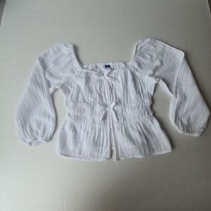 Old Navy White Smocked Blouse